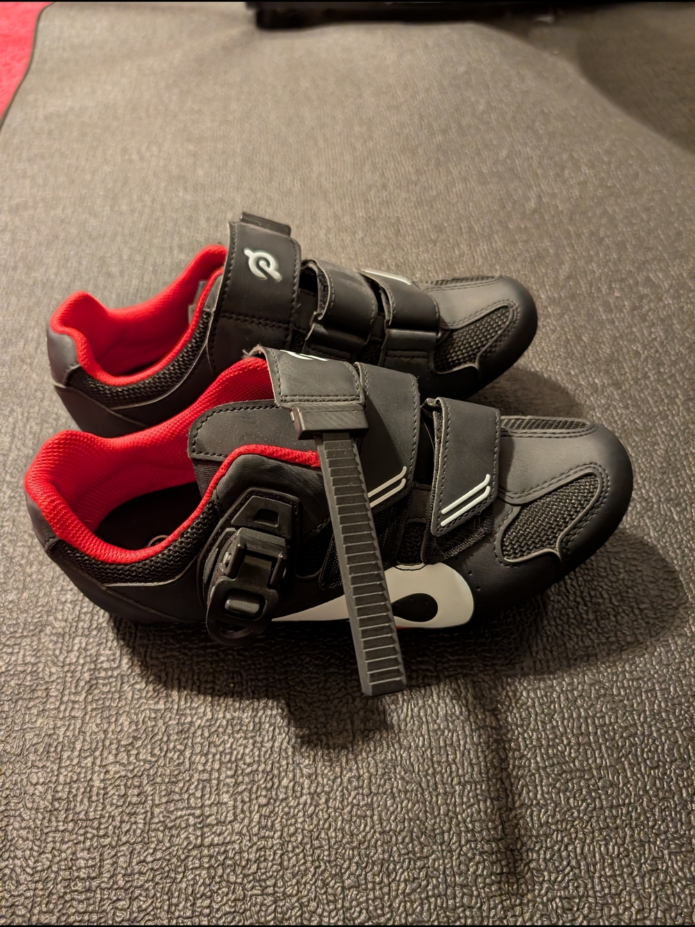 Peloton Black and Red Women's Cycling Shoes with Ratchet Closure. With Box.